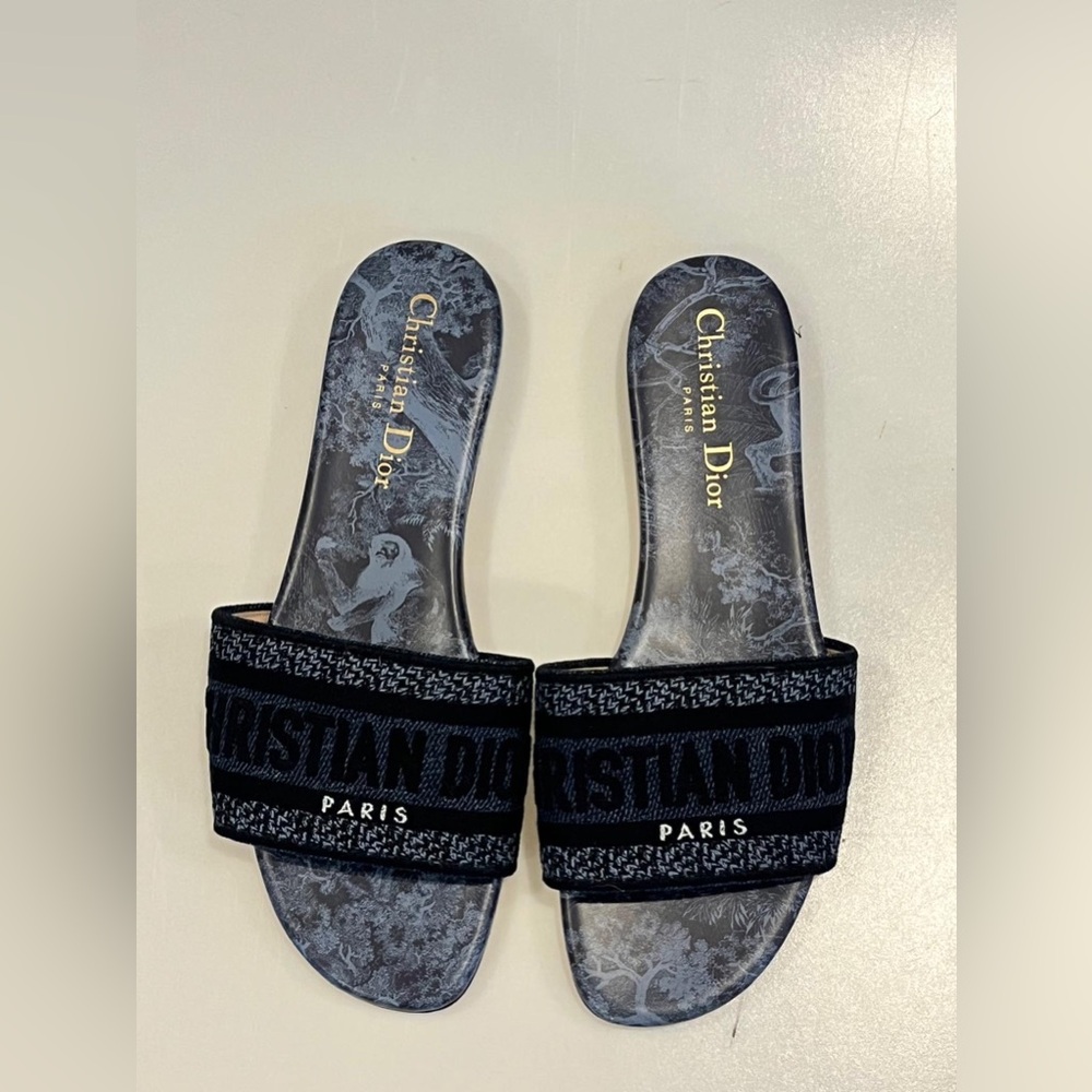 Dior DWay Blue and Black Slide Sandals - Picture 3 of 9
